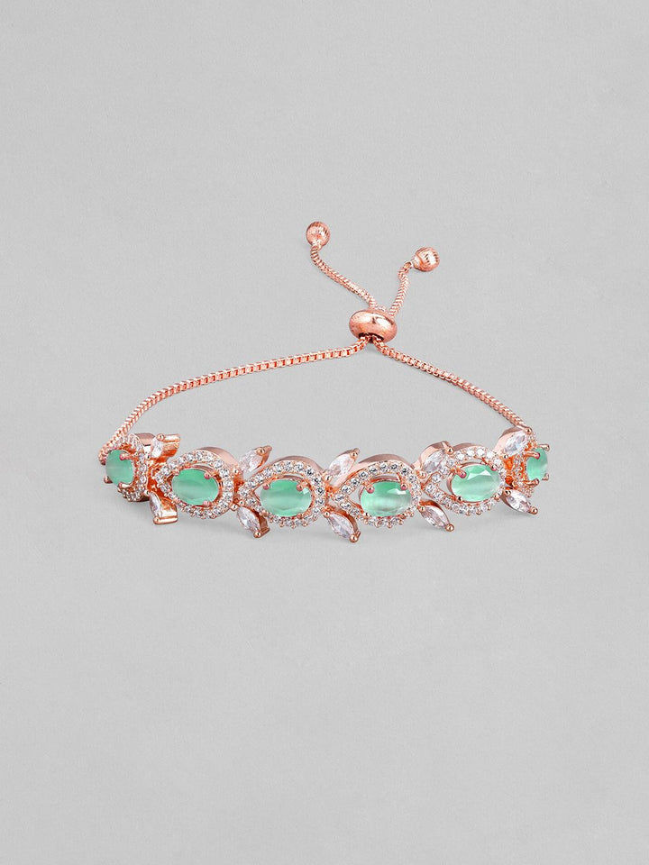 Rubans 18k Rose Gold Green Green Ad & padu Zirkonia Zirkonia Tarik Rantaian Tarik