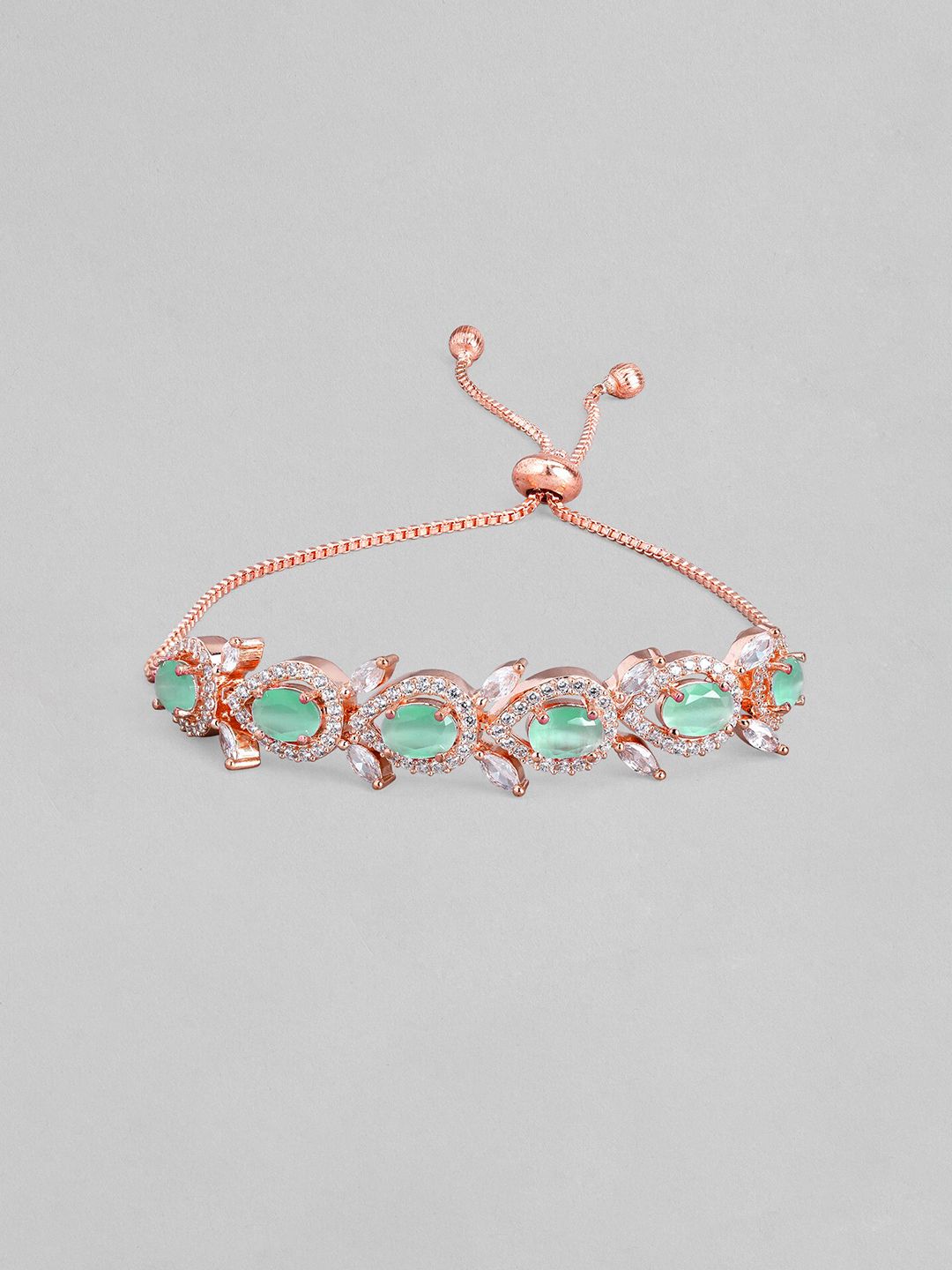 Rubans 18k Rose Gold Green Green Ad & padu Zirkonia Zirkonia Tarik Rantaian Tarik