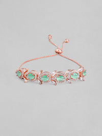 Rubans 18k Rose Gold Green Green Ad & padu Zirkonia Zirkonia Tarik Rantaian Tarik