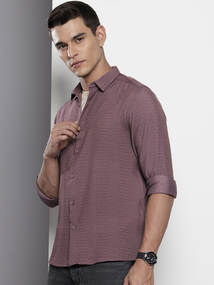 The Indian Garage Co Self Design Opaque Casual Shirt