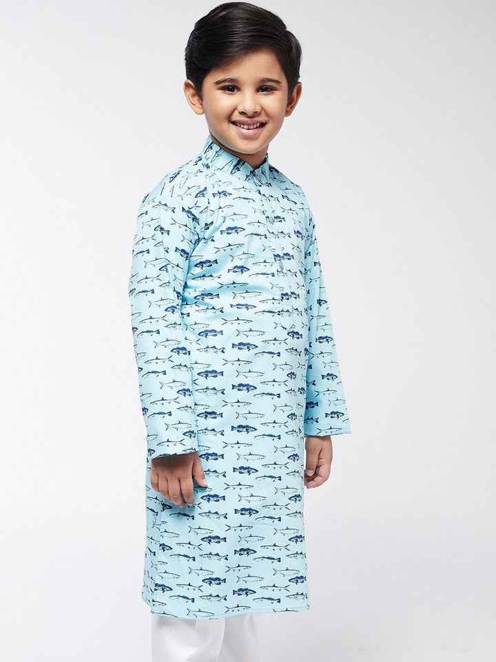 SOJANYA Boys Blue Printed Kurta