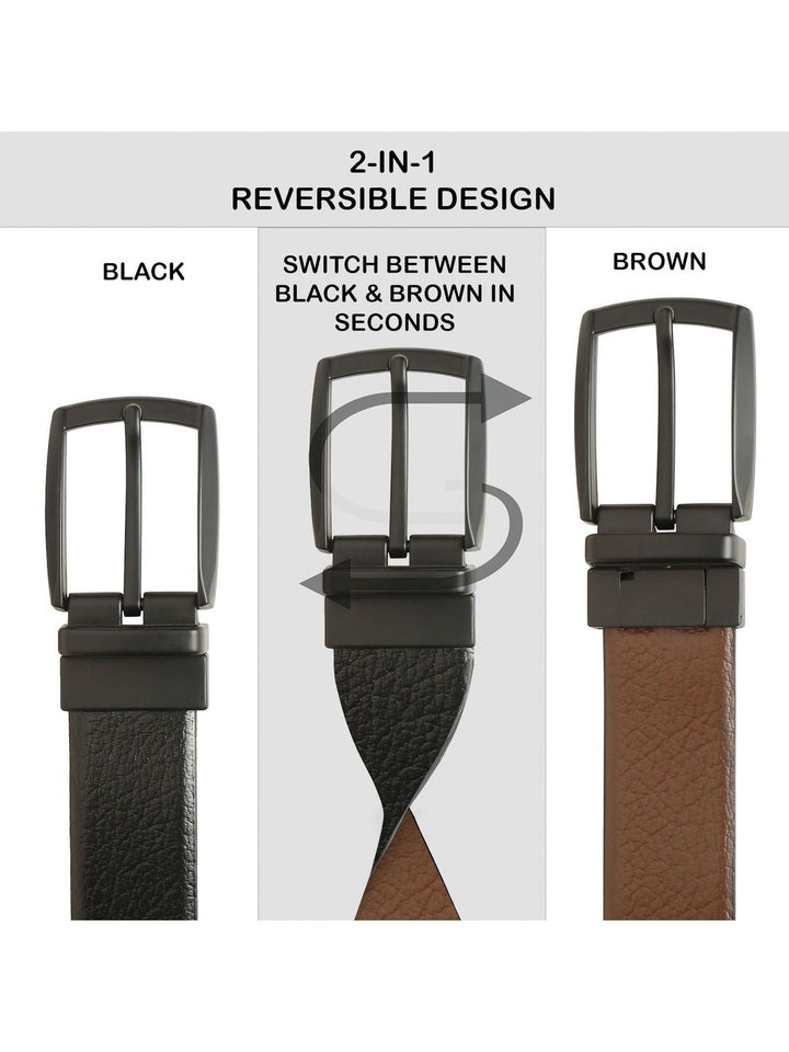 Teakwood Leathers Men Textured Leather Reversible Formal Belt