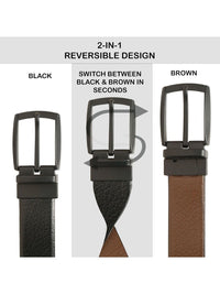 Teakwood Leathers Men Textured Leather Reversible Formal Belt