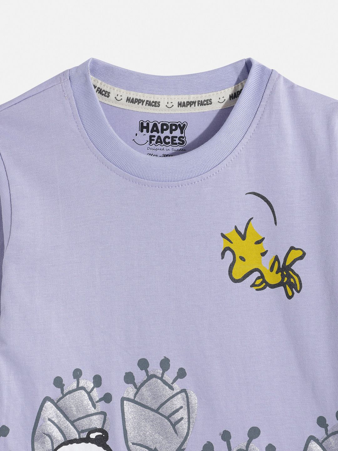 Happy Faces Girls Pure Cotton Snoopy Printed T-shirt with Joggers