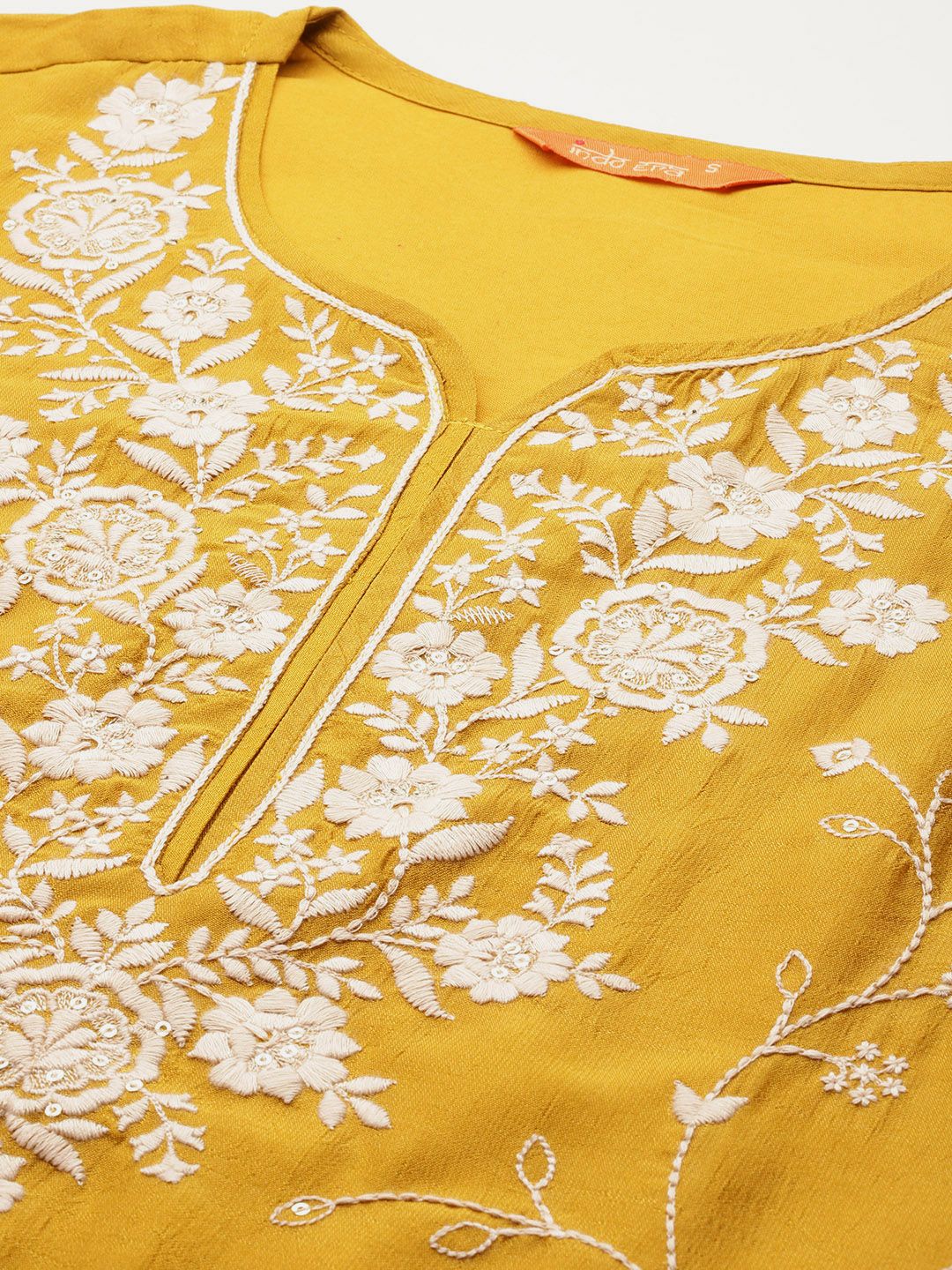 Indo Era Floral Embroidered Sequinned Kurta With Trousers & Dupatta