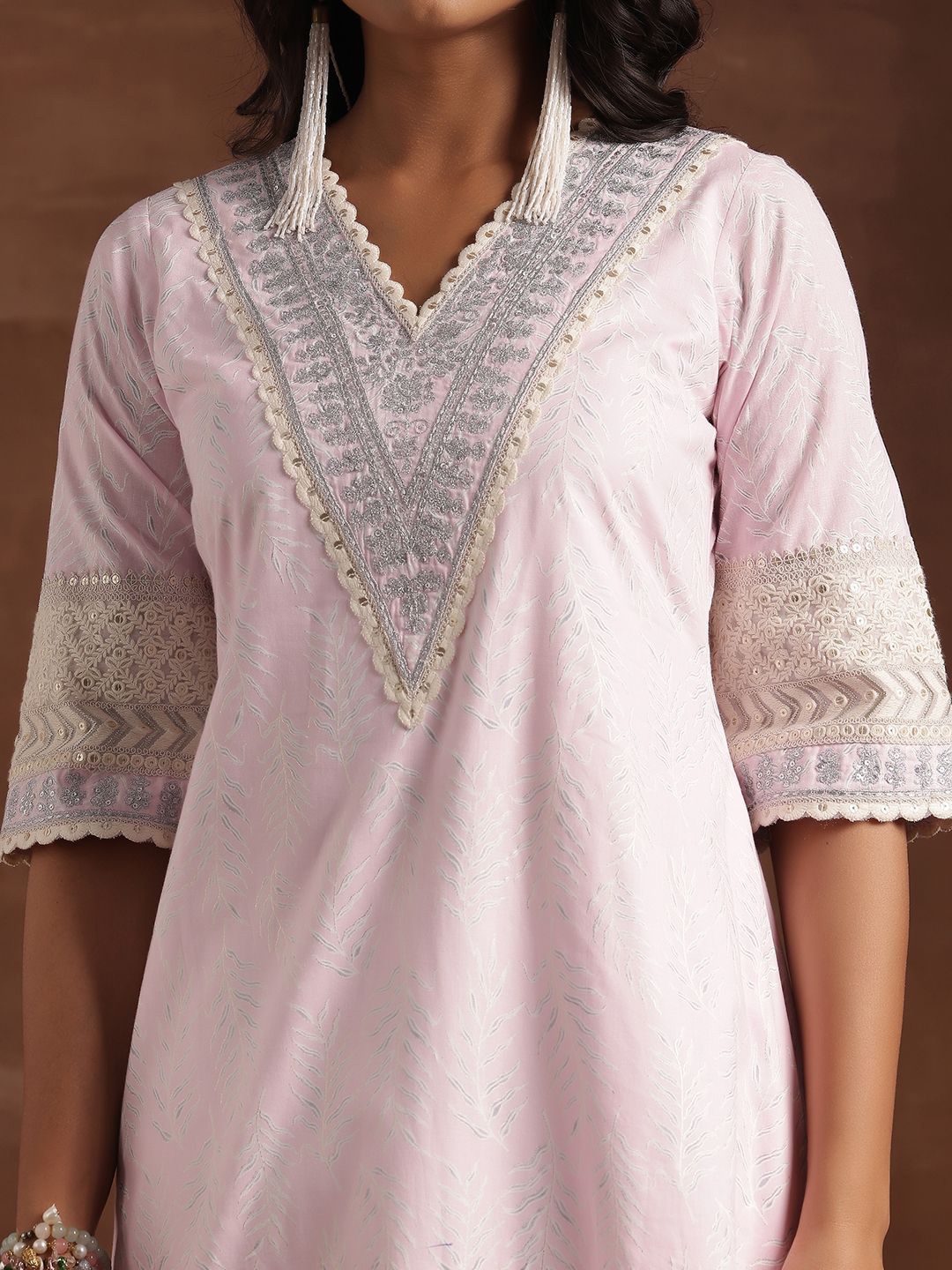 Libas Floral Printed Pure Cotton Kurta with Trousers & Dupatta