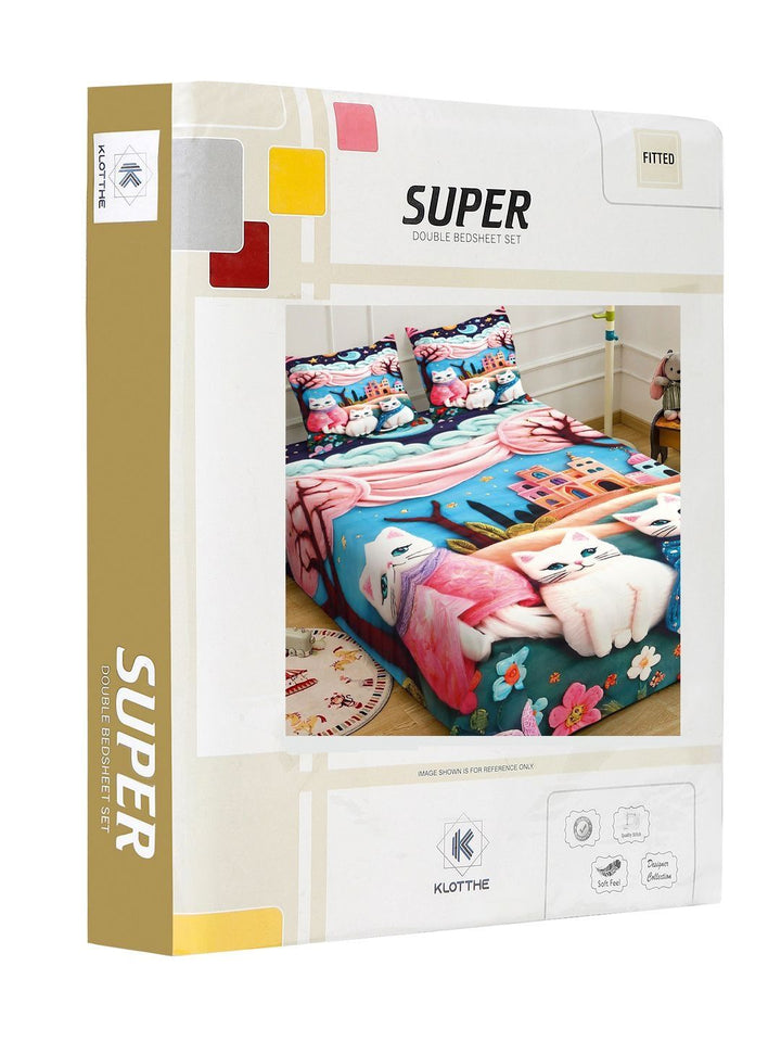 Klotthe Animal Printed 400 TC King 7D Bedsheet & 2 Pillow Covers-2.50 m x 2.25 m