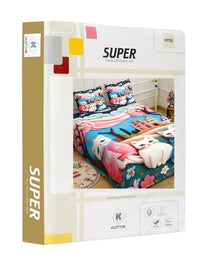 Klotthe Animal Printed 400 TC King 7D Bedsheet & 2 Pillow Covers-2.50 m x 2.25 m