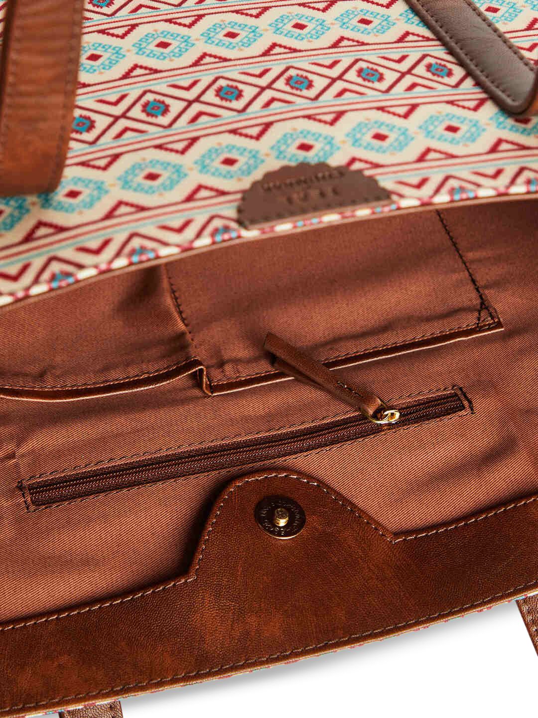 TEAL BY CHUMBAK Floral Printed Structured Handheld Bag