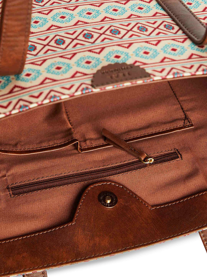 TEAL BY CHUMBAK Floral Printed Structured Handheld Bag