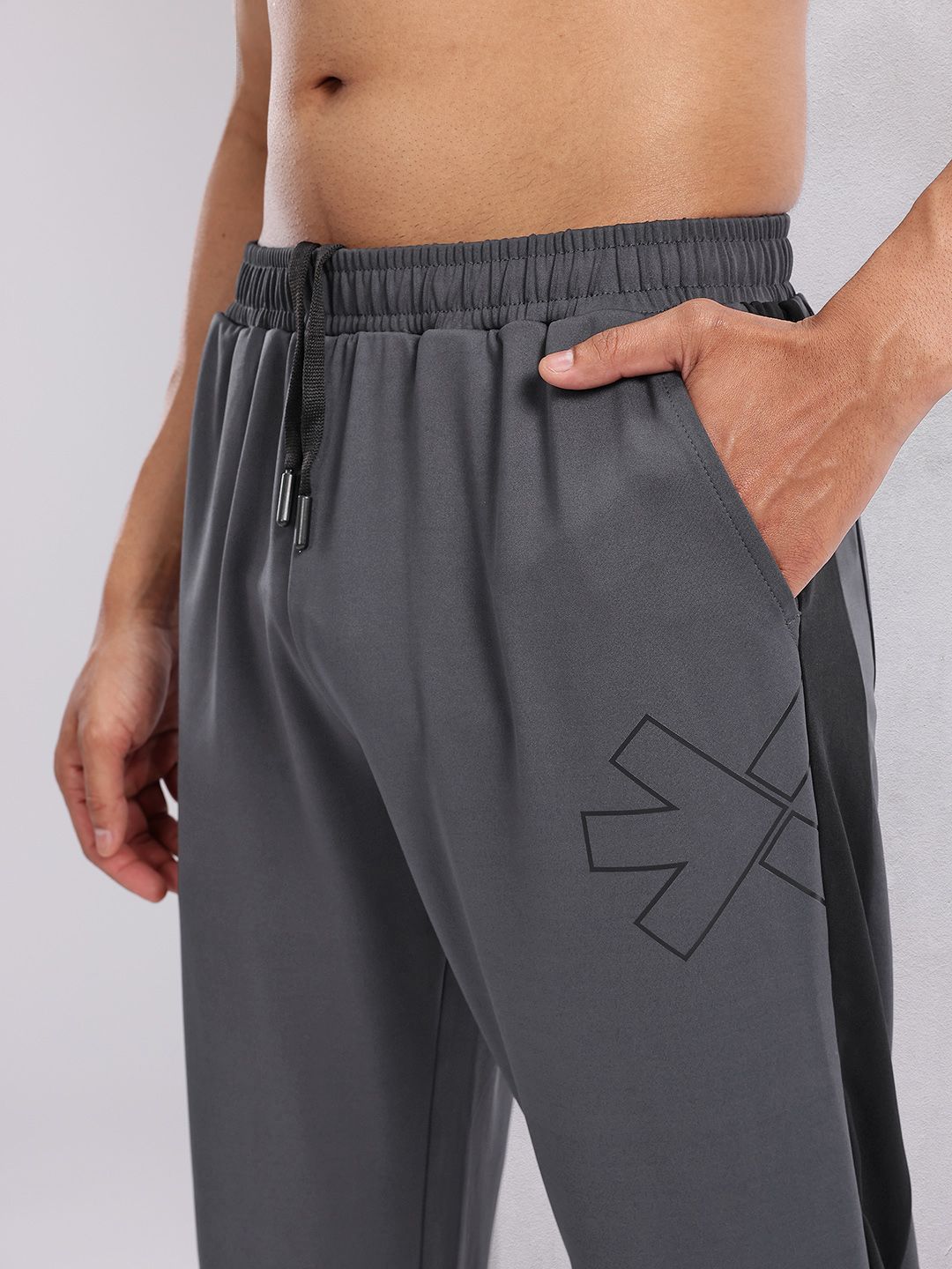HRX by Hrithik Roshan Men Mid-Rise Rapid-Dry Training Track Pants with Side Stripes