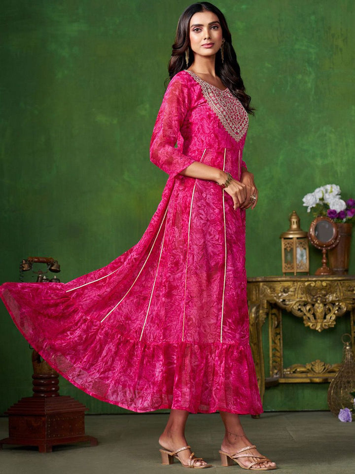 KALINI Ethnic Motifs Fit and Flare Ethnic Dress