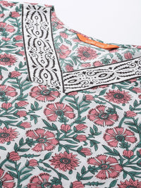Indo Era Floral Printed Pure Cotton Kurta with Trousers & With Dupatta
