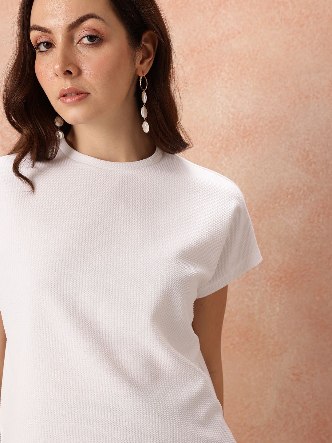 all about you Textured Extended Sleeves Top