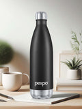 Pexpo ELECTRO ISI Certified Thermosteel 24 Hrs Hot & Cold flask Black Water Bottle-1000ml