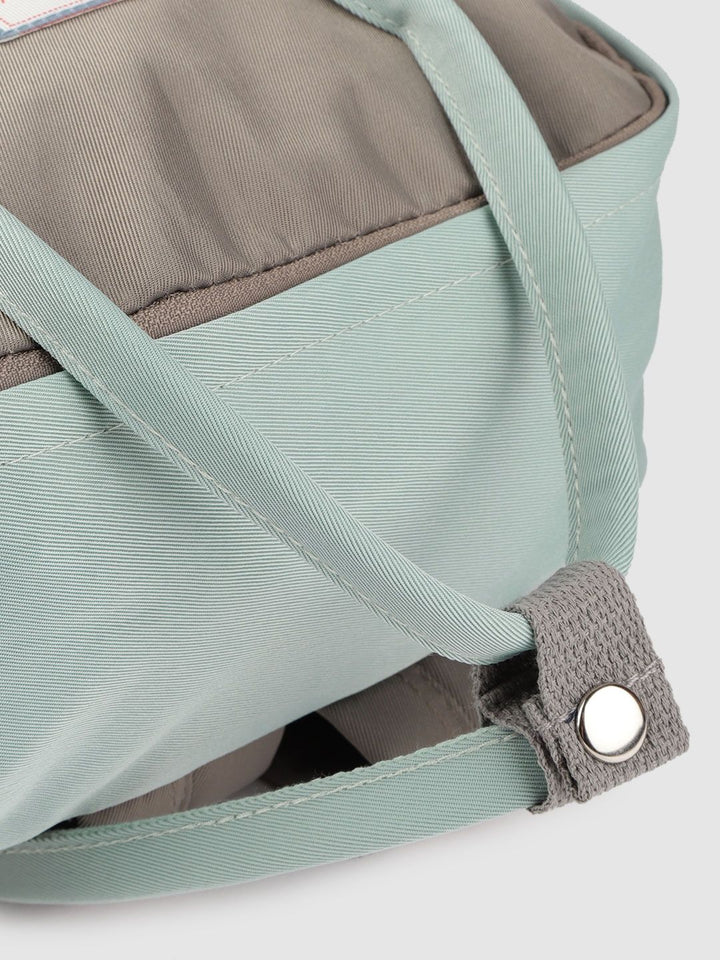 Lino Perros Women Grey & Sea Green Colourblocked Laptop Backpack