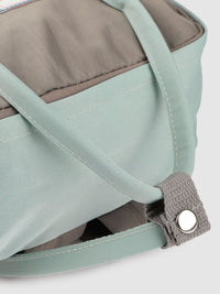 Lino Perros Women Grey & Sea Green Colourblocked Laptop Backpack