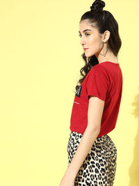 DressBerry Women Red Typography Talking Tee