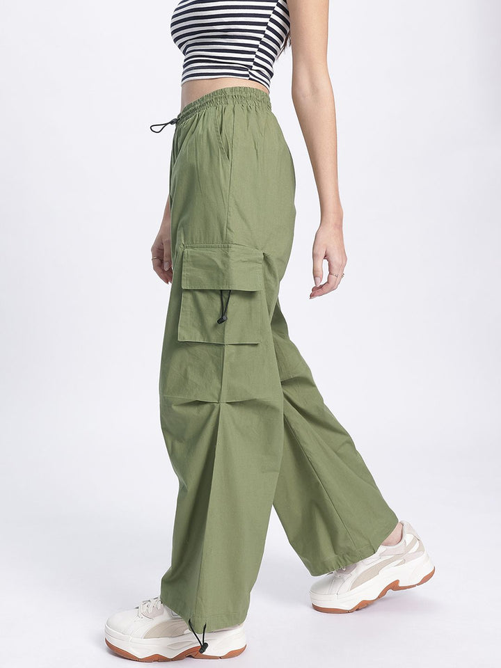 DressBerry Women Utility Chic Cargo Style Parachute Trousers