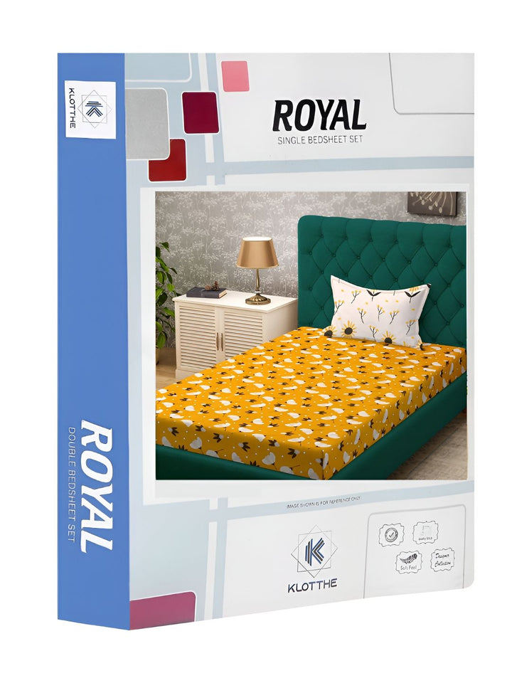 KLOTTHE Book Fold Printed 300 TC Single Bed Bedsheet With Pillow Cover