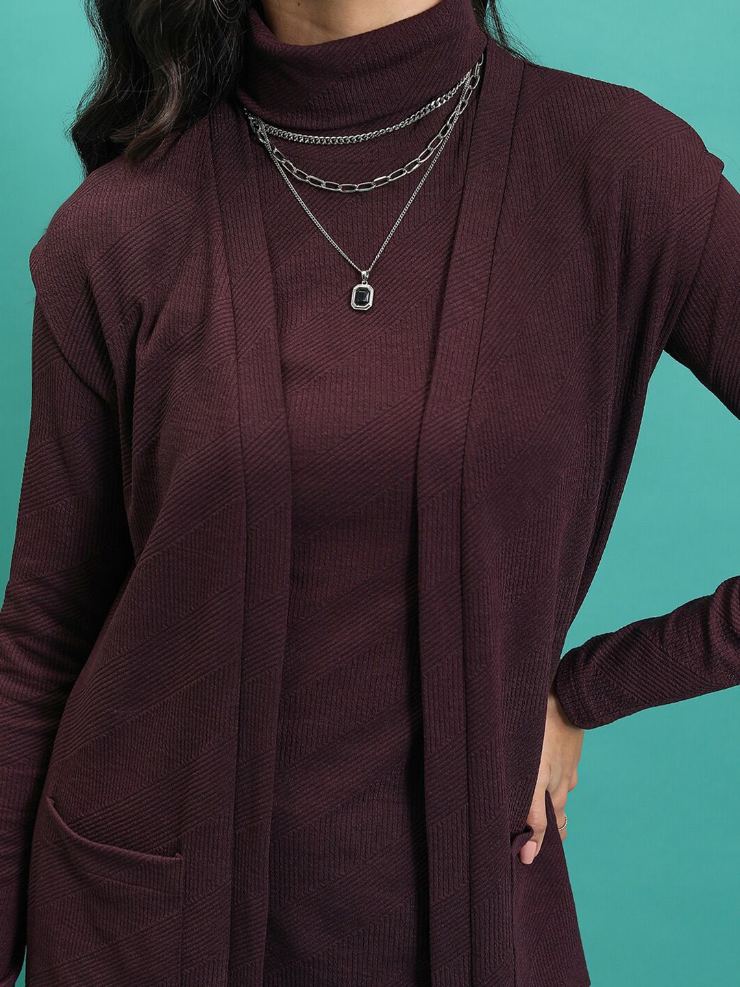 Tokyo Talkies Women Cardigan With Top & Pant Co-Ords