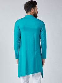 SOJANYA Men Turquoise Blue Solid Kurta Lurus