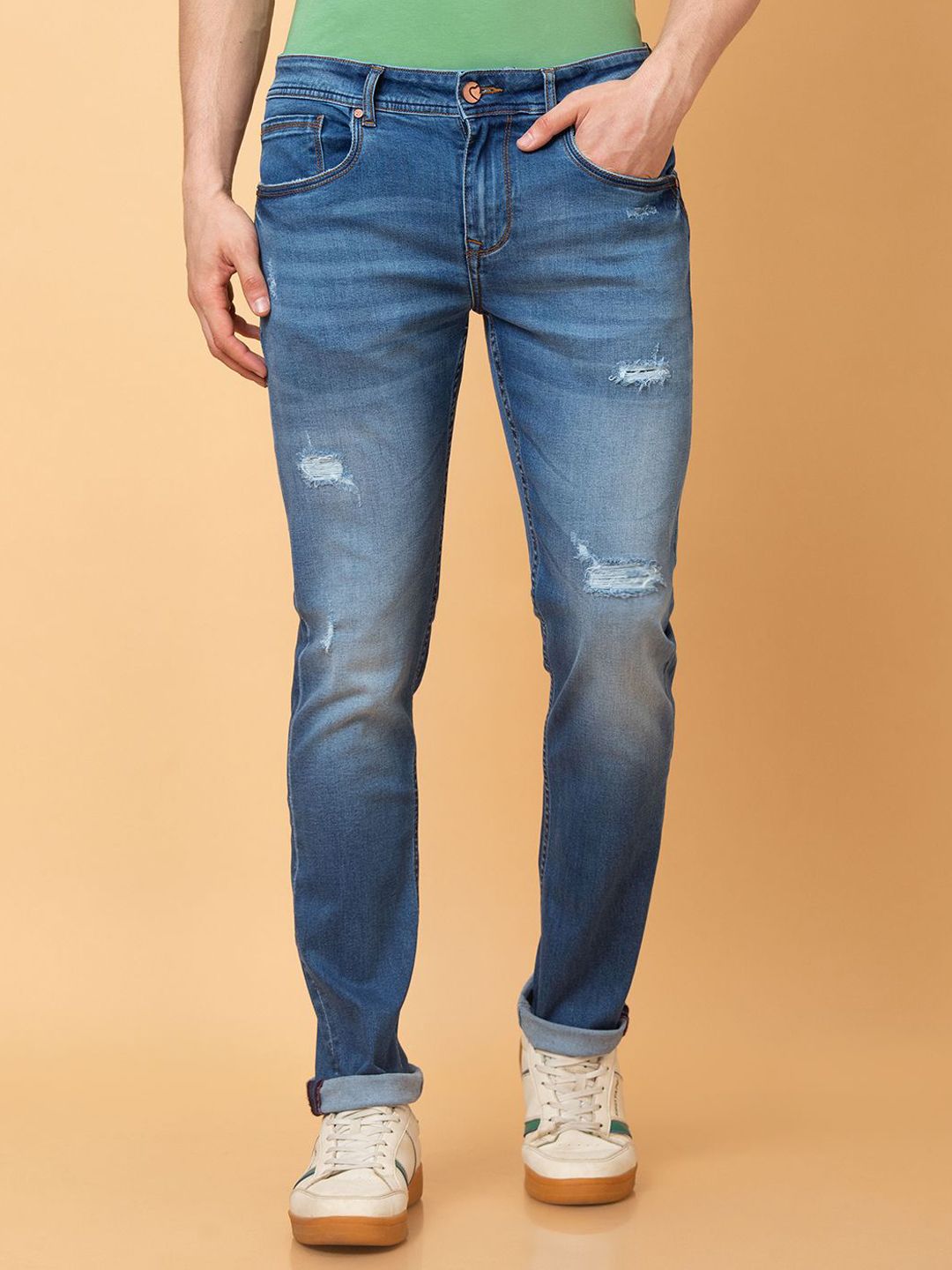 Being Human Men Slim Fit Mildly Distressed Heavy Fade Jeans