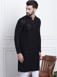 SOJANYA Embellished Mandarin Collar Pure Cotton Kurta
