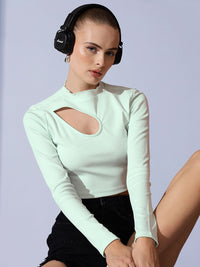 STREET 9 High Neck Cut Outs Solid Crop Top