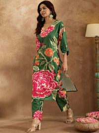 Indo Era Women Floral Printed Regular Kurta with Trousers