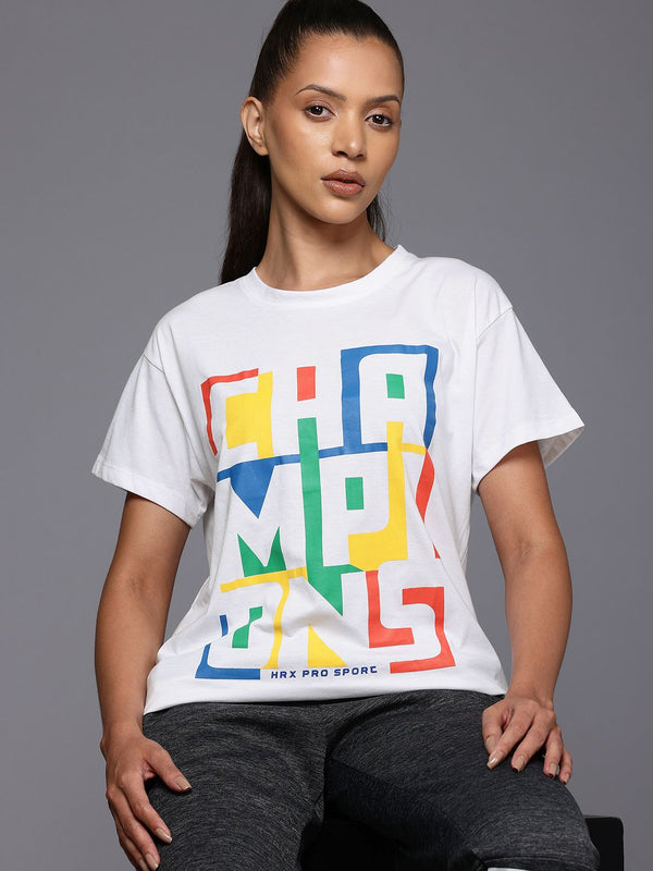 Hrx oleh Hrithik Roshan Wanita dicetak T-Shirt Fit Santai