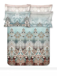 BOMBAY DYEING Ethnicity Turquoise Blue Printed Cotton 300TC King Bedsheet Set 2.74 x 2.74m