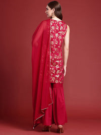 Anouk Indie Floral Printed Kurta With Sharara & With Dupatta
