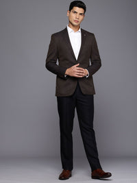 Raymond Notched Lapel Single Breasted Contemporary Fit Self Design Formal Blazers