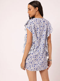 DressBerry Cute Classic Printed Ruffled Mini Shift Dress