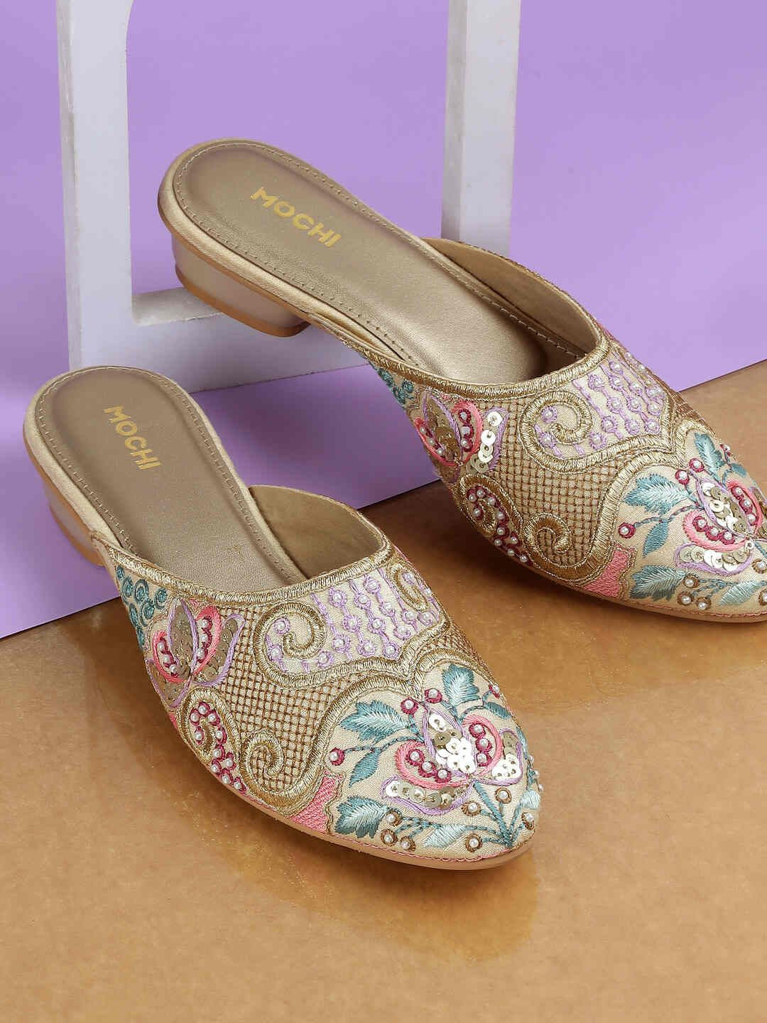Mochi Women Embellished Block Mules