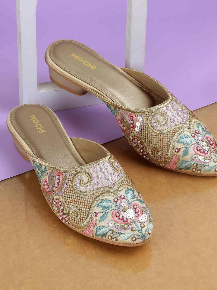 Mochi Women Embellished Block Mules