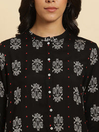 W Ethnic Motifs Printed Mandarin Collar Kurta