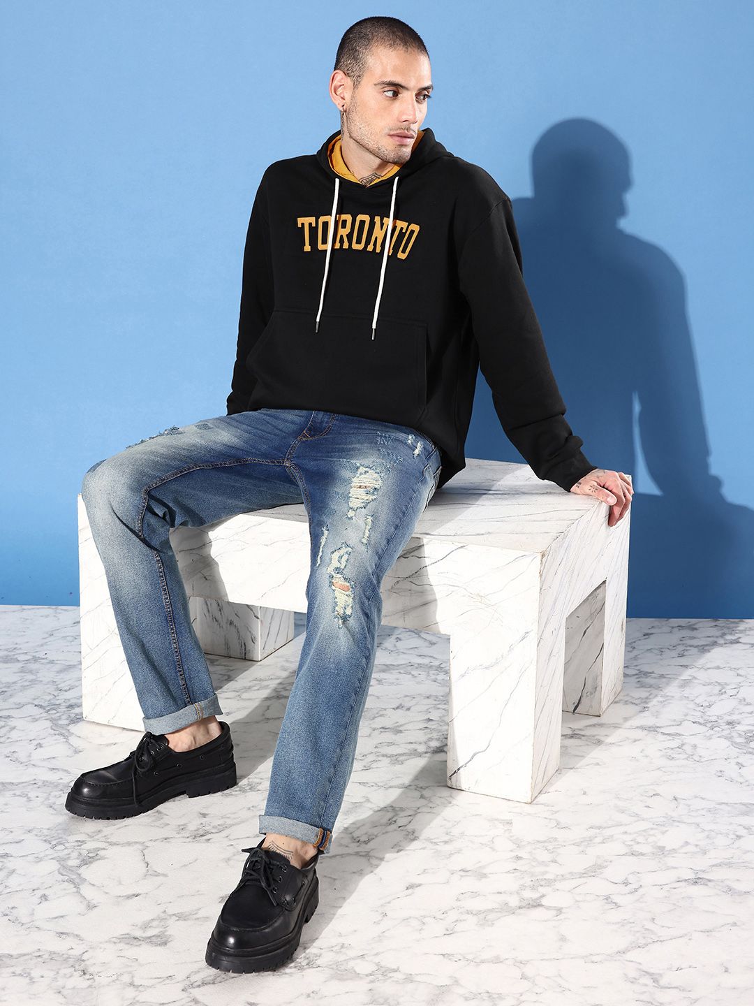 DILLINGER Men Typography Printed Hooded Sweatshirt