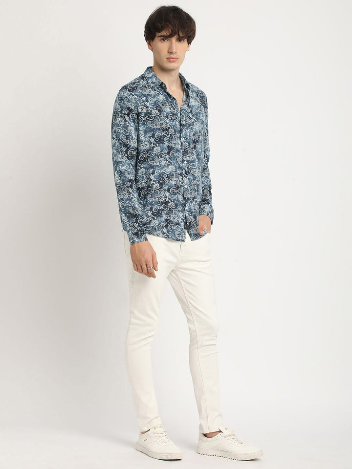 THE BEAR HOUSE Men Printed Slim Fit Casual Shirt