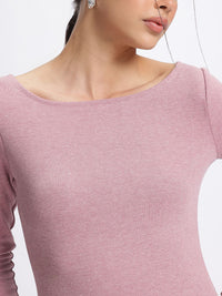 DressBerry Snuggy Yet Stunning Ribbed Boat Neck Bodycon Dress with Shining Elements