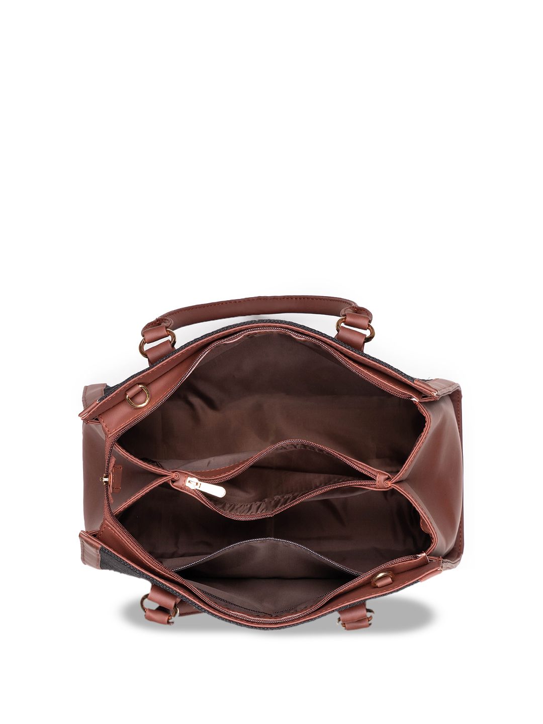 ZOUK =Floral Printed Structured Jute Handheld Bag