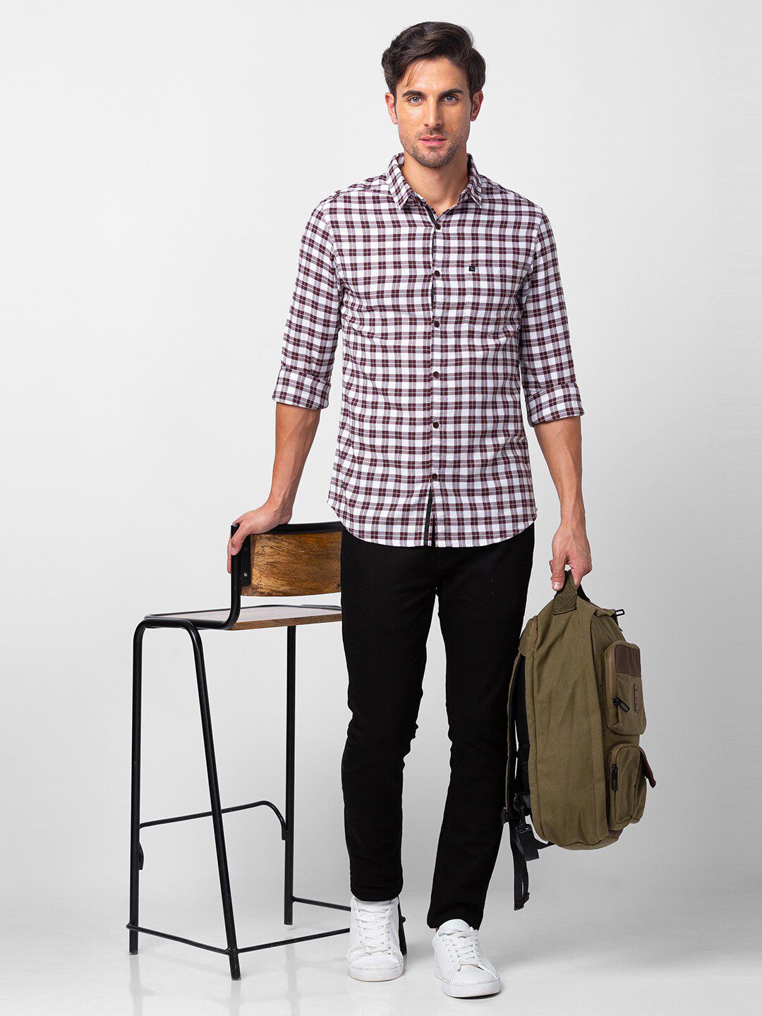 SPYKAR Men Slim Fit Gingham Checked Casual Shirt
