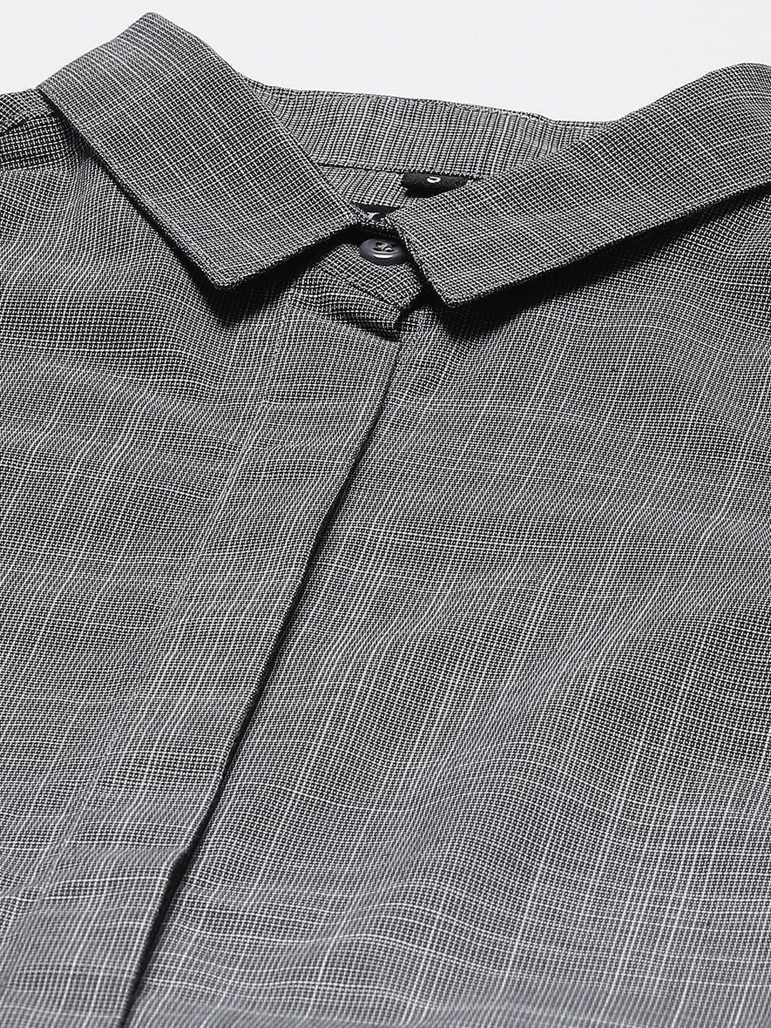 Hancock Women Grey Standard Slim Fit Cotton Formal Shirt