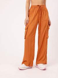 DressBerry Women Burnt Orange Futuristic Utility Cargos