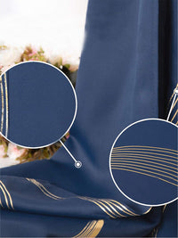 URBAN SPACE Navy Blue & Gold-Toned Printed Black Out Door Curtain