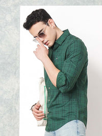 The Indian Garage Co Men Green & Maroon Checked Casual Shirt