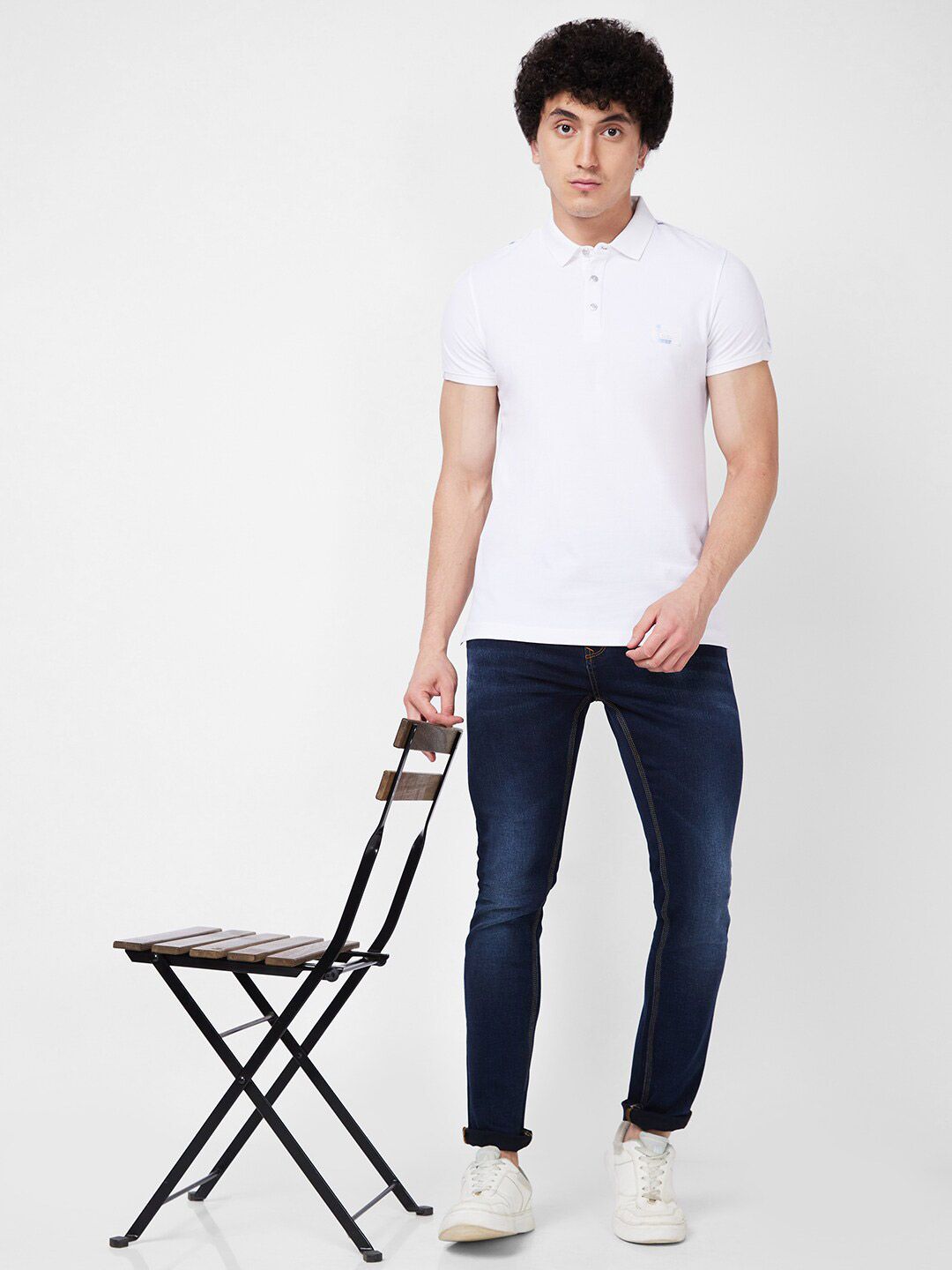 SPYKAR Polo Collar Short Sleeves Slim Fit Cotton T-shirt