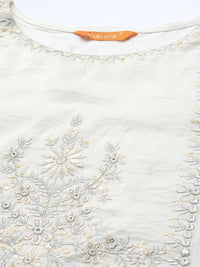 Indo Era Women White Ethnic Motifs Embroidered Kurta with Trousers & With Dupatta