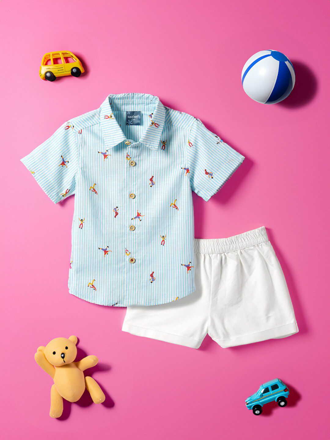 Nauti Nati Boys Printed Pure Cotton Shirt with Shorts